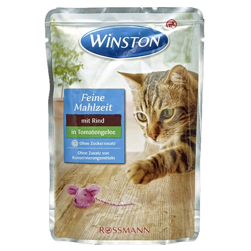 Winston Adult Wet Cat Food With Beef In Tomato Jelly