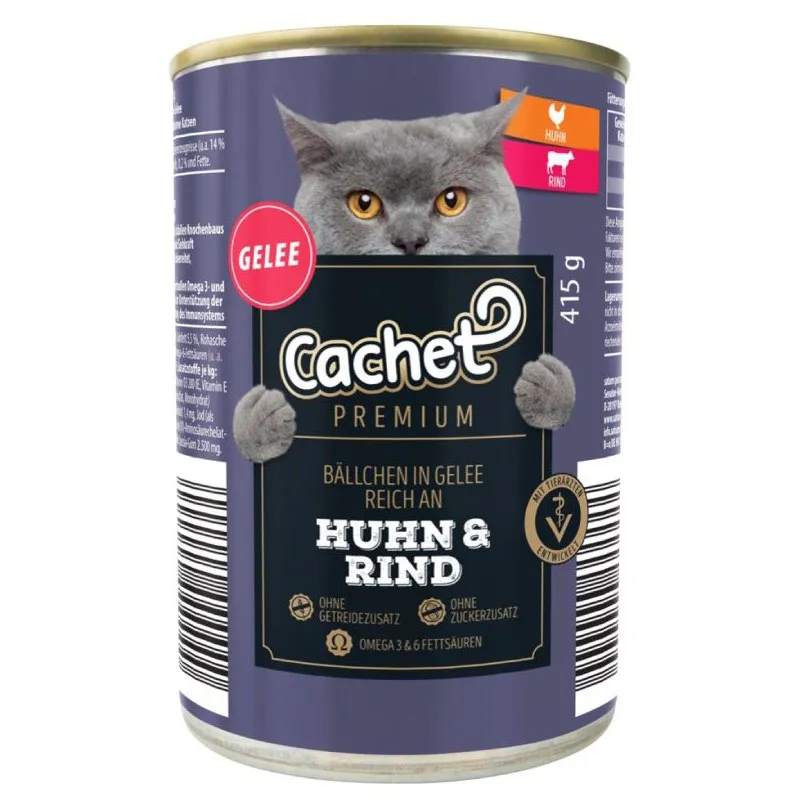 Cachet Canned Adult Wet Cat Food With Chicken &amp; Beef In Jelly