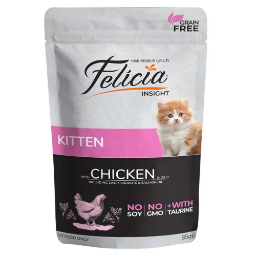 Felicia Wet Food Pouches for kittens with chicken in jelly