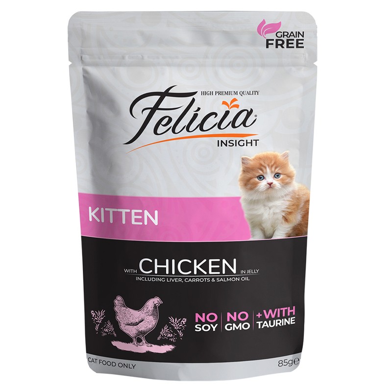 Felicia Wet Food Pouches for kittens with chicken in jelly
