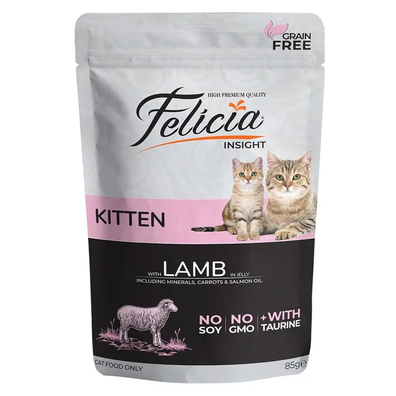 Felicia Wet Food Pouches for kittens with Lamb in jelly