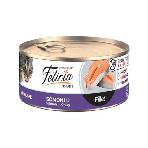  Felicia Canned Food For Sterilised Cats With Salmon In Gravy